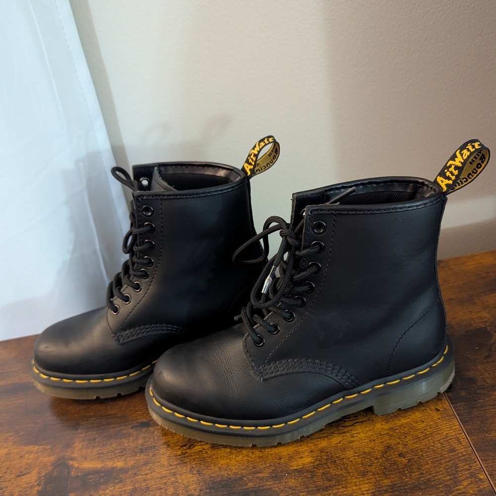 Dr. Martens Work 1460 Black Leather Slip Resistant Safety Boots US L 7 M 6 - Picture 2 of 7
